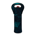Teal Polygonal Dot Geometric Print Single Neoprene Wine Tote