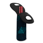 Teal Polygonal Dot Geometric Print Single Neoprene Wine Tote