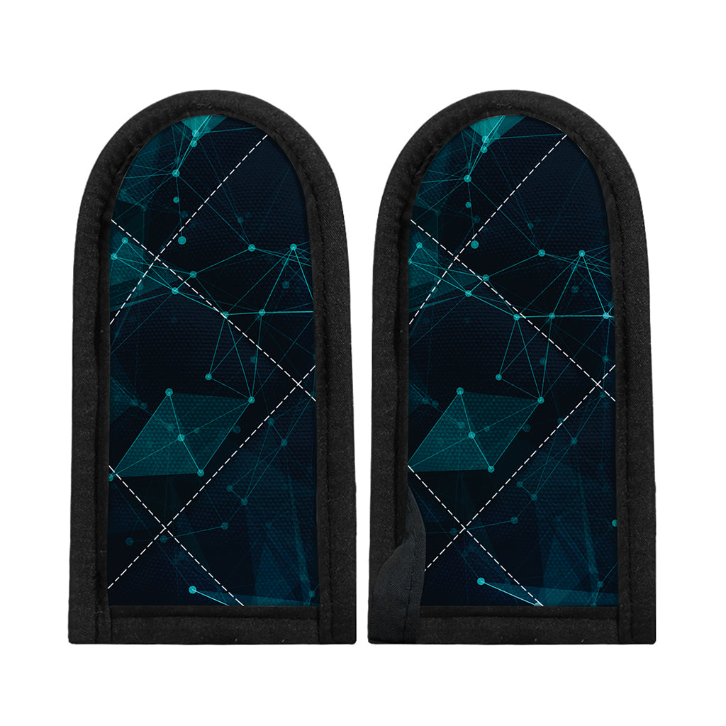 Teal Polygonal Dot Geometric Print Skillet Handle Cover