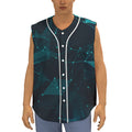Teal Polygonal Dot Geometric Print Sleeveless Baseball Jersey