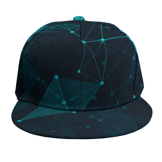 Teal Polygonal Dot Geometric Print Snapback Cap