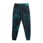 Teal Polygonal Dot Geometric Print Sweatpants