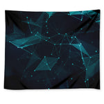 Teal Polygonal Dot Geometric Print Tapestry