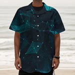 Teal Polygonal Dot Geometric Print Textured Short Sleeve Shirt