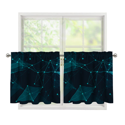 Teal Polygonal Dot Geometric Print Tier Curtains