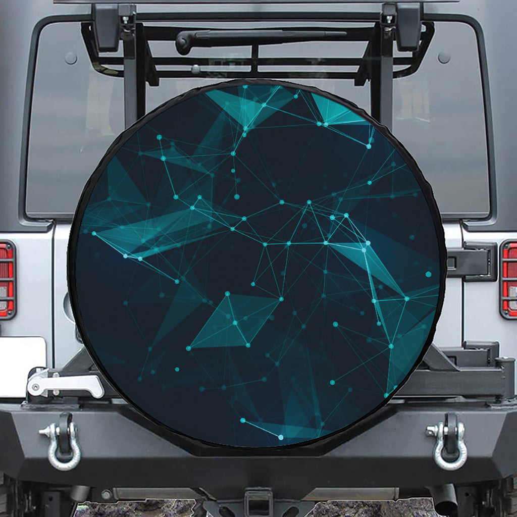 Teal Polygonal Dot Geometric Print Tire Cover