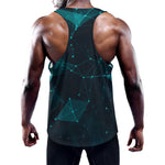 Teal Polygonal Dot Geometric Print Training Tank Top
