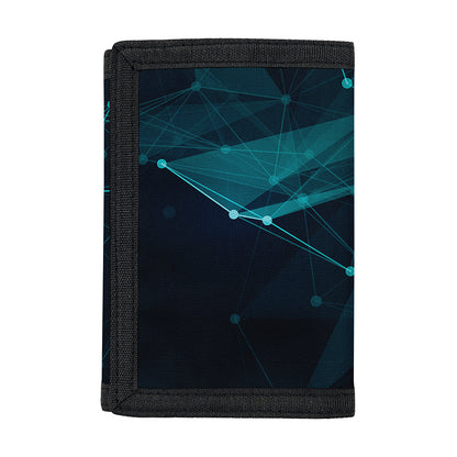 Teal Polygonal Dot Geometric Print Trifold Wallet