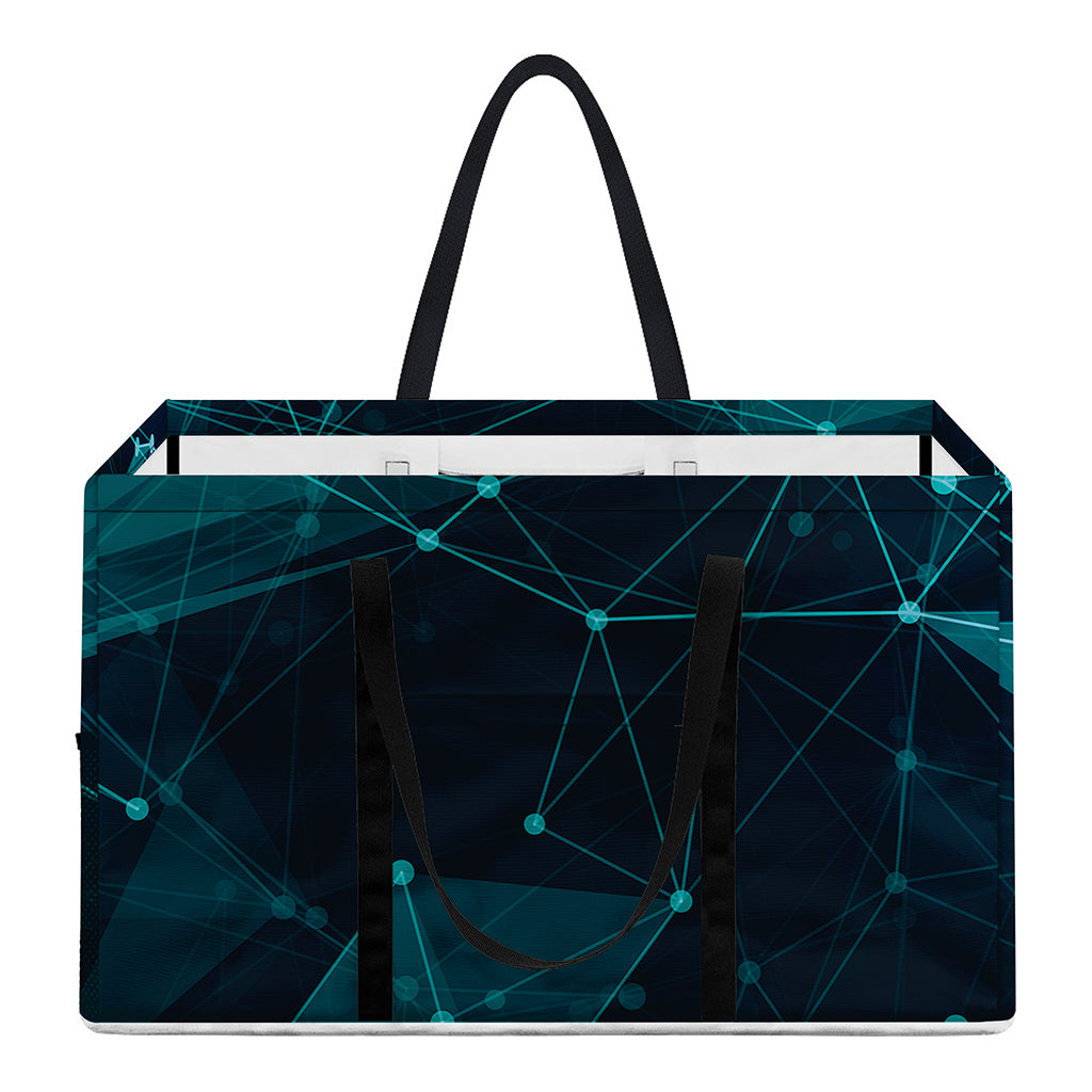 Teal Polygonal Dot Geometric Print Utility Tote Bag