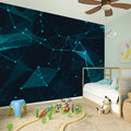 Teal Polygonal Dot Geometric Print Wall Sticker