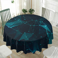 Teal Polygonal Dot Geometric Print Waterproof Round Tablecloth