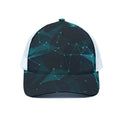 Teal Polygonal Dot Geometric Print White Mesh Trucker Hat