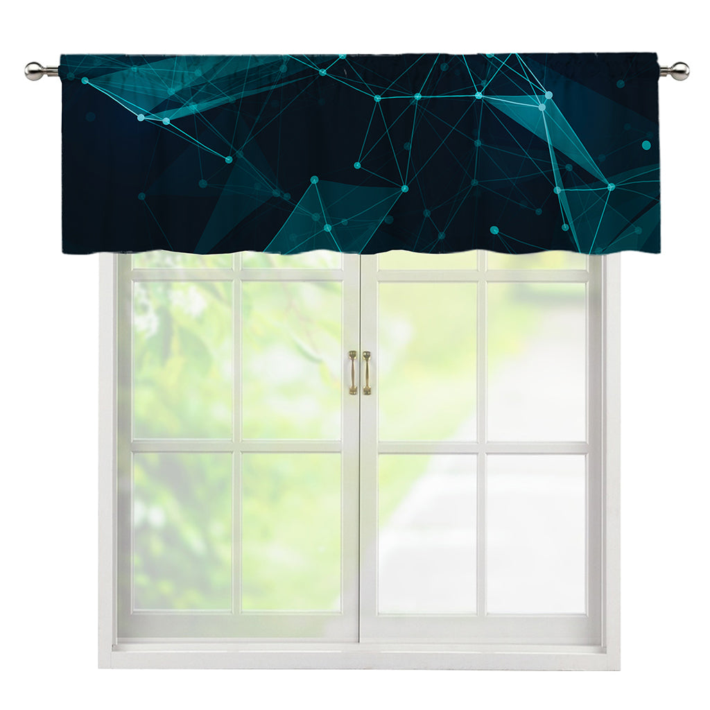 Teal Polygonal Dot Geometric Print Window Valance
