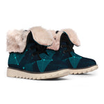 Teal Polygonal Dot Geometric Print Winter Boots