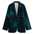 Teal Polygonal Dot Geometric Print Women's Cotton Blazer