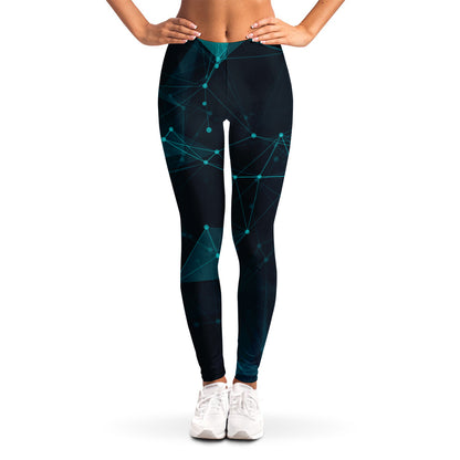 Teal Polygonal Dot Geometric Print Women's Leggings