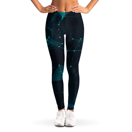 Teal Polygonal Dot Geometric Print Women's Leggings