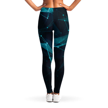Teal Polygonal Dot Geometric Print Women's Leggings