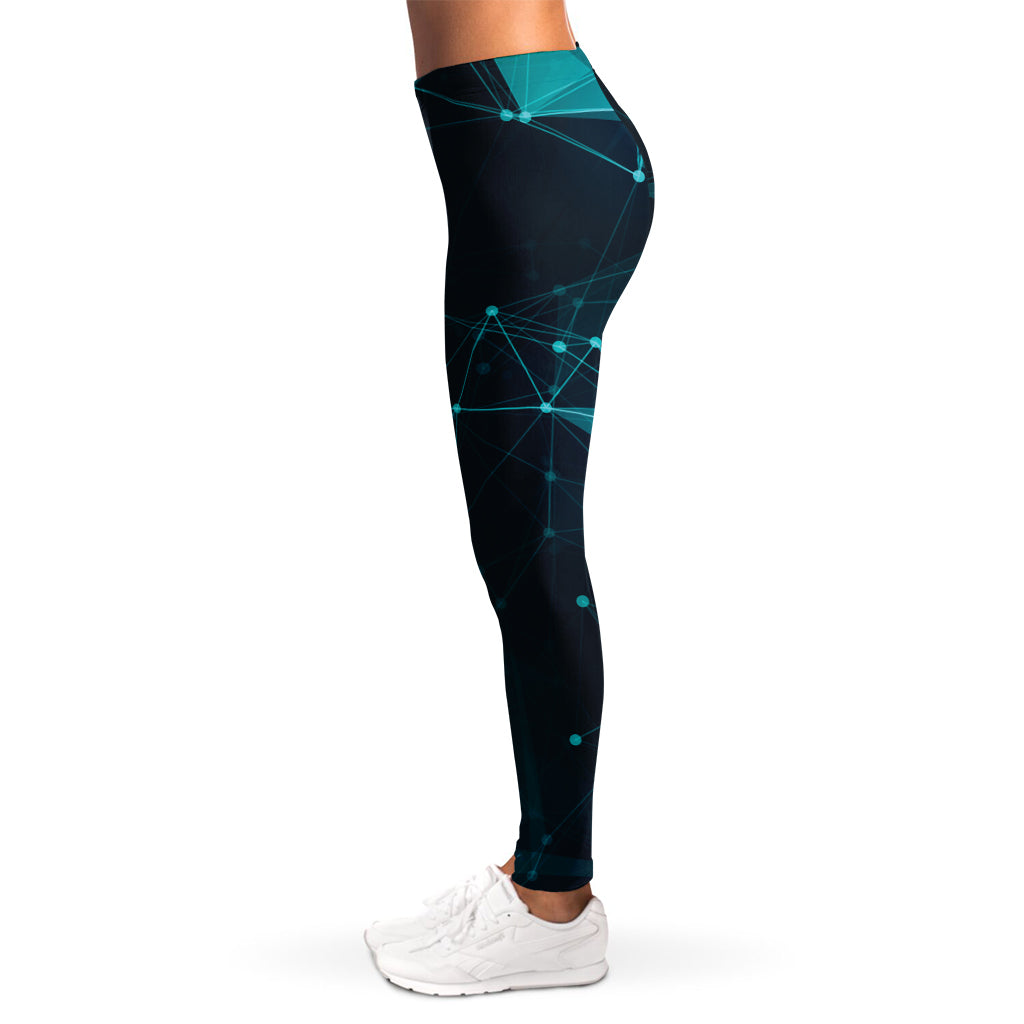 Teal Polygonal Dot Geometric Print Women's Leggings