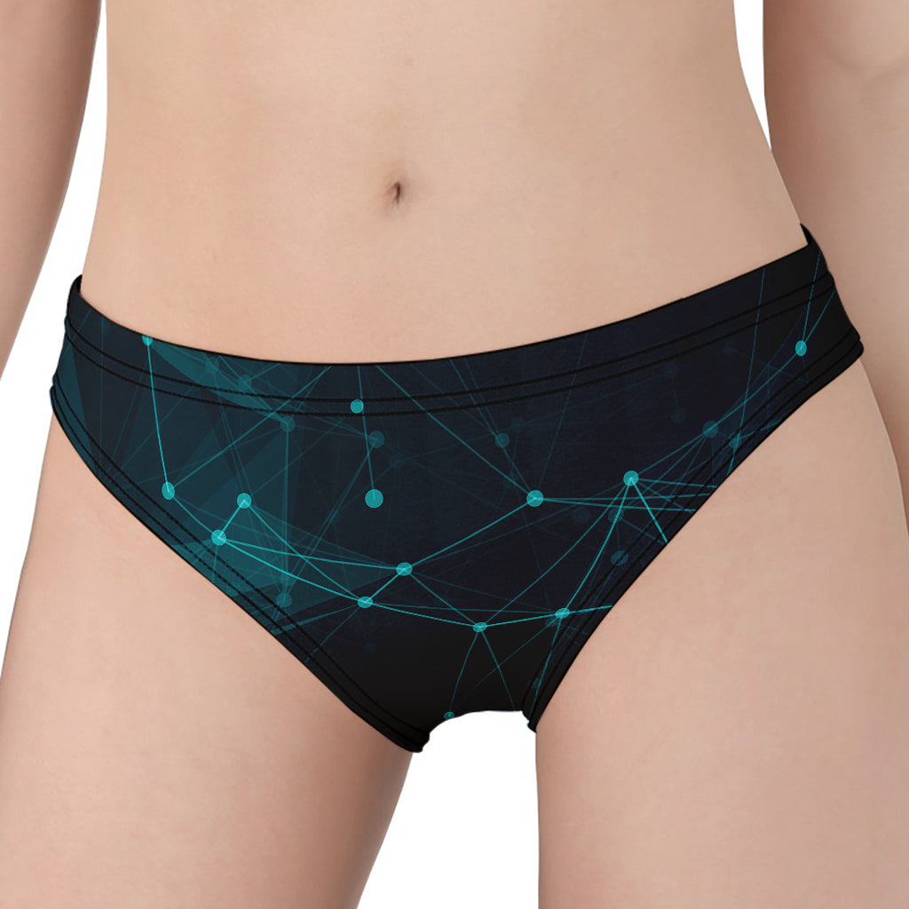 Teal Polygonal Dot Geometric Print Women's Panties