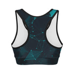 Teal Polygonal Dot Geometric Print Women's Sports Bra