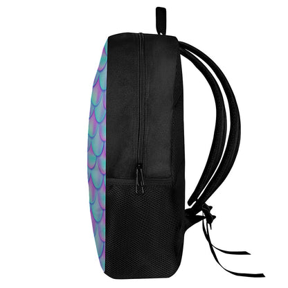 Teal Purple Mermaid Scales Pattern Print 17 Inch Backpack