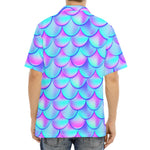 Teal Purple Mermaid Scales Pattern Print Aloha Shirt