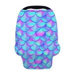 Teal Purple Mermaid Scales Pattern Print Baby Seat Cover