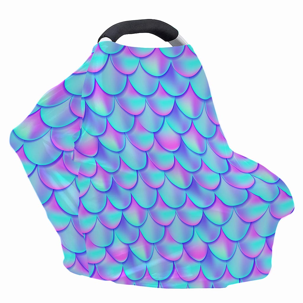 Teal Purple Mermaid Scales Pattern Print Baby Seat Cover