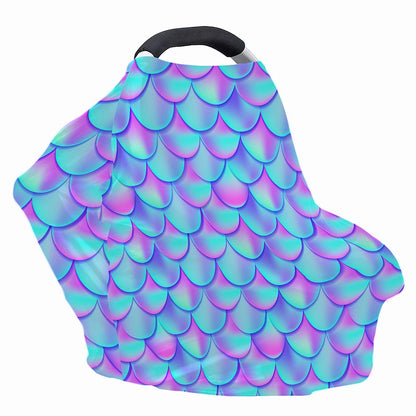 Teal Purple Mermaid Scales Pattern Print Baby Seat Cover
