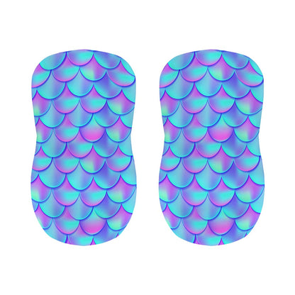 Teal Purple Mermaid Scales Pattern Print Bar Stool Covers