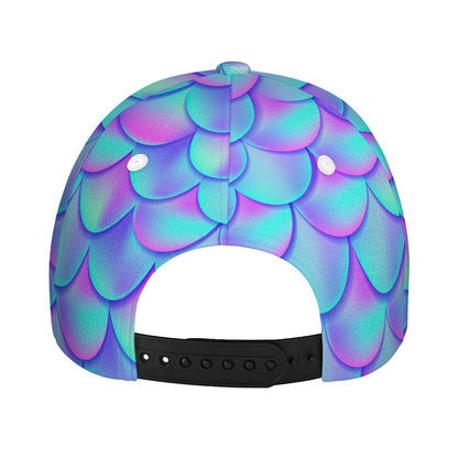 Teal Purple Mermaid Scales Pattern Print Baseball Cap