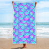 Teal Purple Mermaid Scales Pattern Print Beach Towel