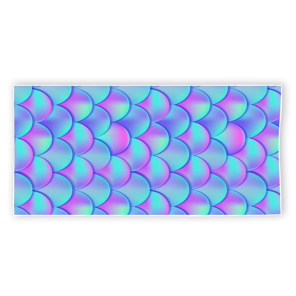 Teal Purple Mermaid Scales Pattern Print Beach Towel