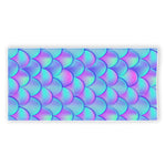 Teal Purple Mermaid Scales Pattern Print Beach Towel