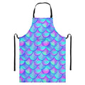 Teal Purple Mermaid Scales Pattern Print Bib Apron With Pocket