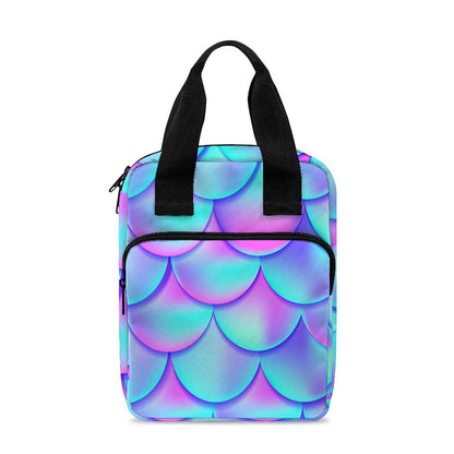 Teal Purple Mermaid Scales Pattern Print Bible Tote Bag