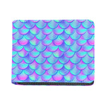 Teal Purple Mermaid Scales Pattern Print Bifold Wallet