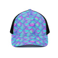 Teal Purple Mermaid Scales Pattern Print Black Mesh Trucker Hat