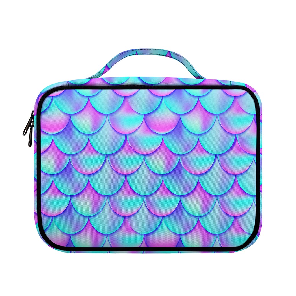 Teal Purple Mermaid Scales Pattern Print Briefcase Bible Bag