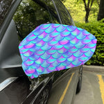 Teal Purple Mermaid Scales Pattern Print Car Side Mirror Covers