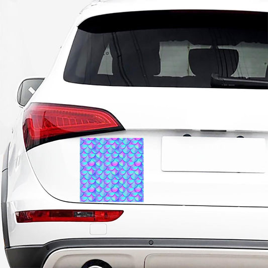 Teal Purple Mermaid Scales Pattern Print Car Sticker