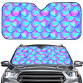 Teal Purple Mermaid Scales Pattern Print Car Windshield Sun Shade