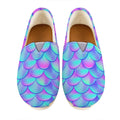 Teal Purple Mermaid Scales Pattern Print Casual Shoes
