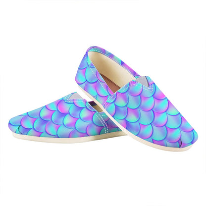 Teal Purple Mermaid Scales Pattern Print Casual Shoes