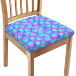 Teal Purple Mermaid Scales Pattern Print Chair Cushion Cover
