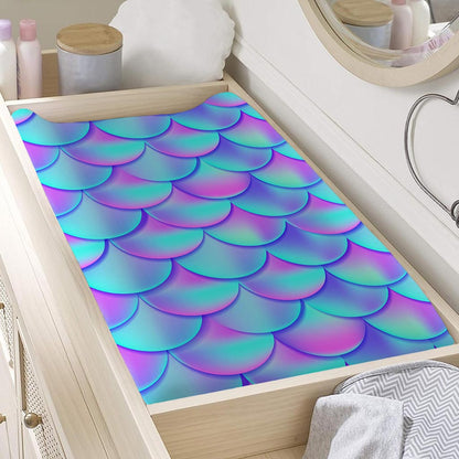 Teal Purple Mermaid Scales Pattern Print Changing Pad Cover