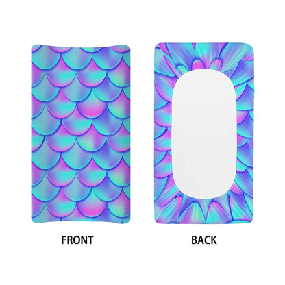 Teal Purple Mermaid Scales Pattern Print Changing Pad Cover
