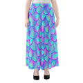 Teal Purple Mermaid Scales Pattern Print Chiffon Maxi Skirt