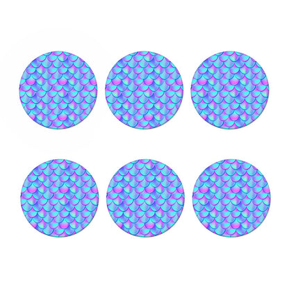 Teal Purple Mermaid Scales Pattern Print Coaster Set